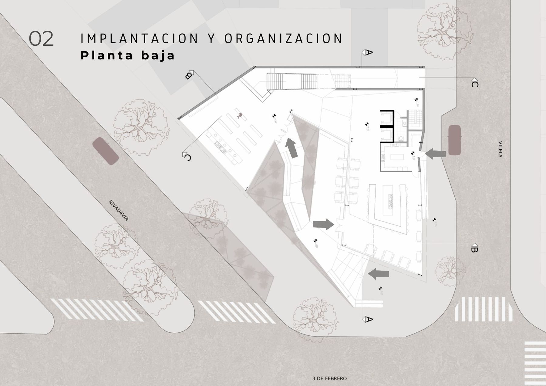 Planta baja con implantación y accesos